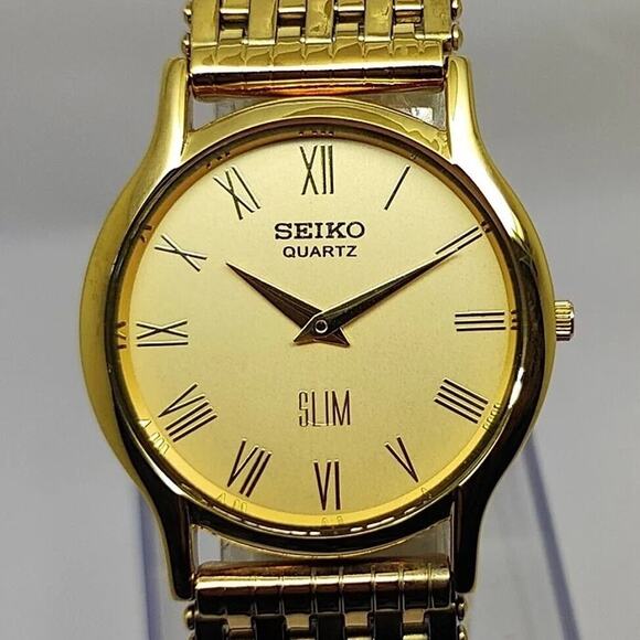 Seiko Other - Vintage Style Seiko Quartz Mens Gold Watch & Gold accents W/ Metal Strap